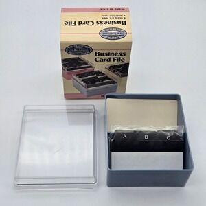 WT Rogers Business Card File A-Z Index Organizer Blue USA Vintage Desktop